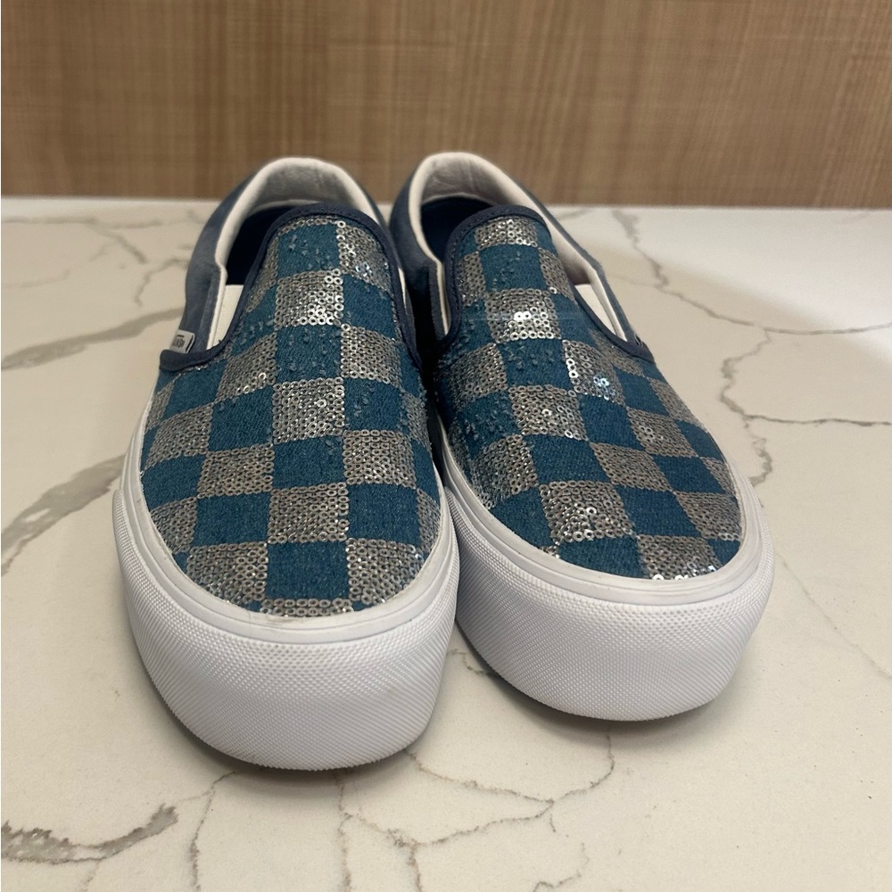 Women VANS Classic Slip On Stackform Glimmer Check Size 9